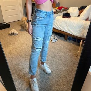 Abercrombie girlfriend style ripped jeans